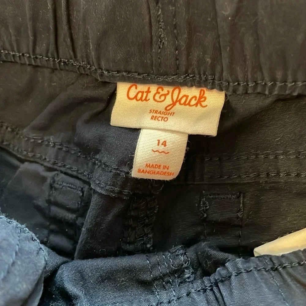 CAT & JACK  Boys 14 Navy Blue Stretch Straight‎ Fit Woven Pull-On Pants School